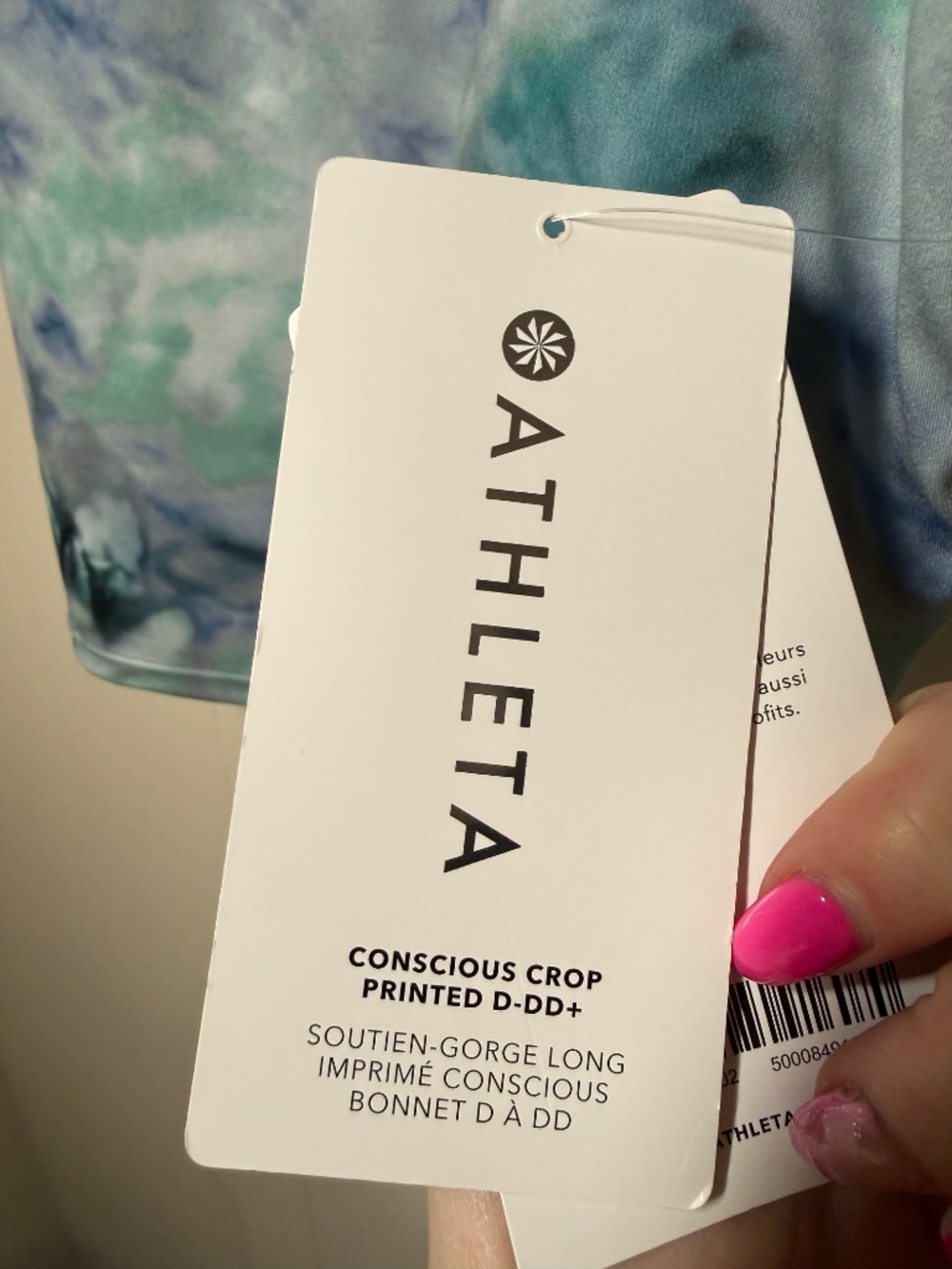 NWT Athleta Conscious Crop Printed D-DD+ Sports Bra Tank Tie Dye Size Small - Picture 5 of 6